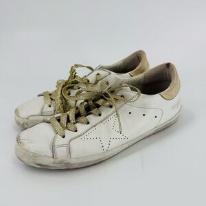 Golden Goose Superstar Sneakers EU 42 / US 9 – White/Gold, Missing Insoles, Good